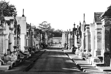 Man running through Metairie Cemetery in New Orleans